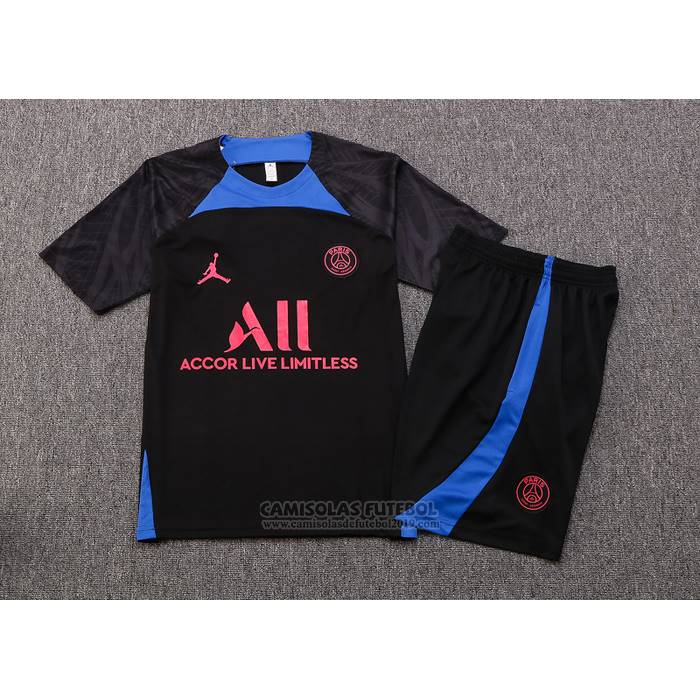 Fato de Treino Paris Saint-Germain Jordan Manga Curta 2022-2023 Preto Y Azul - Calcas Curta